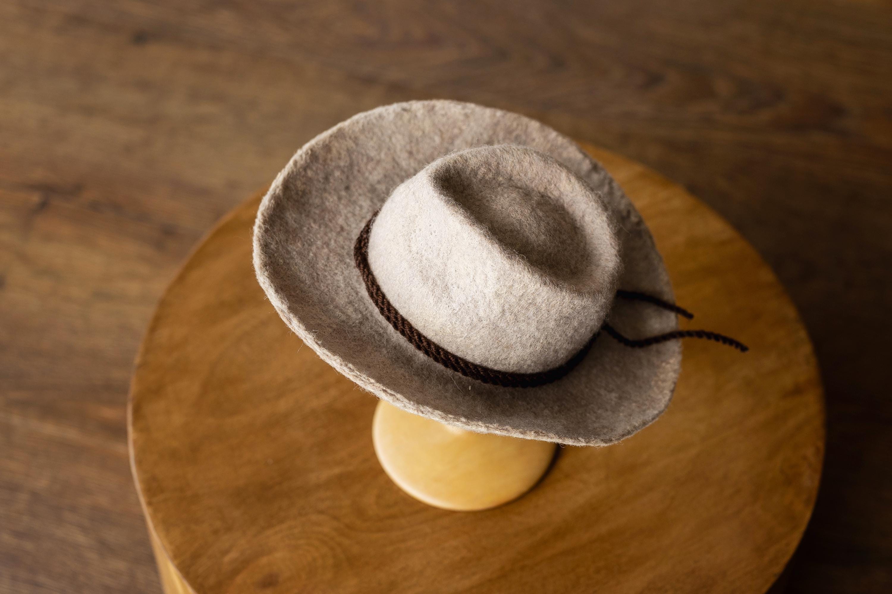 Western Newborn Cowboy Hat and Horse Toy Set, Felted Wool Newborn Photography Props, Baby Cowboy Photo Outfit
