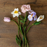 Botanical Felted Wool Flower Stems for Newborn Photography Props, Floral Styling Accessories Photo Props, Felt Flower Decor