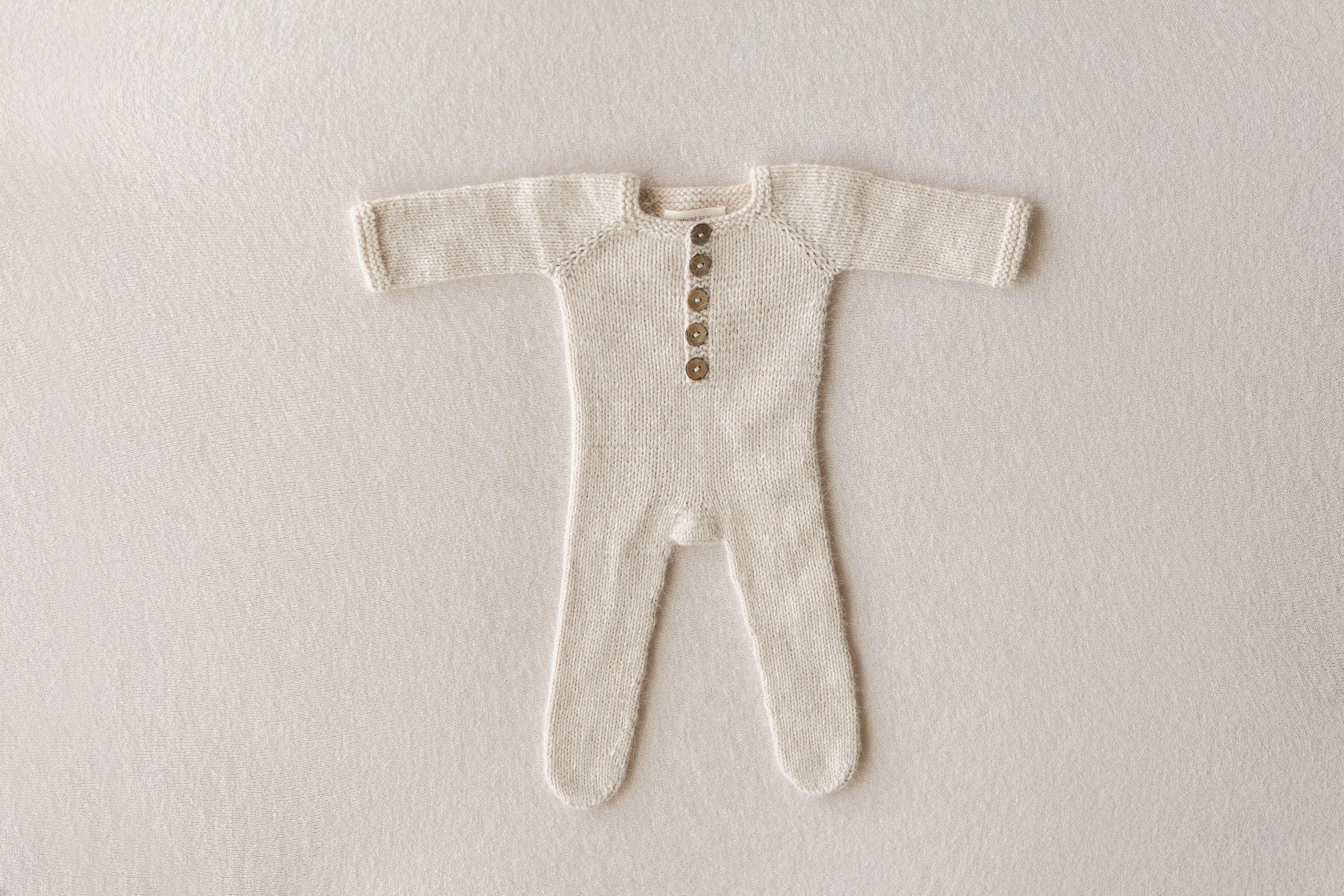 Angora Wool Footed Newborn Knit Romper with Sleep Hat, Newborn Photography Outfit, Newborn Coming Home Outfit, Knit Footie Baby Outfit