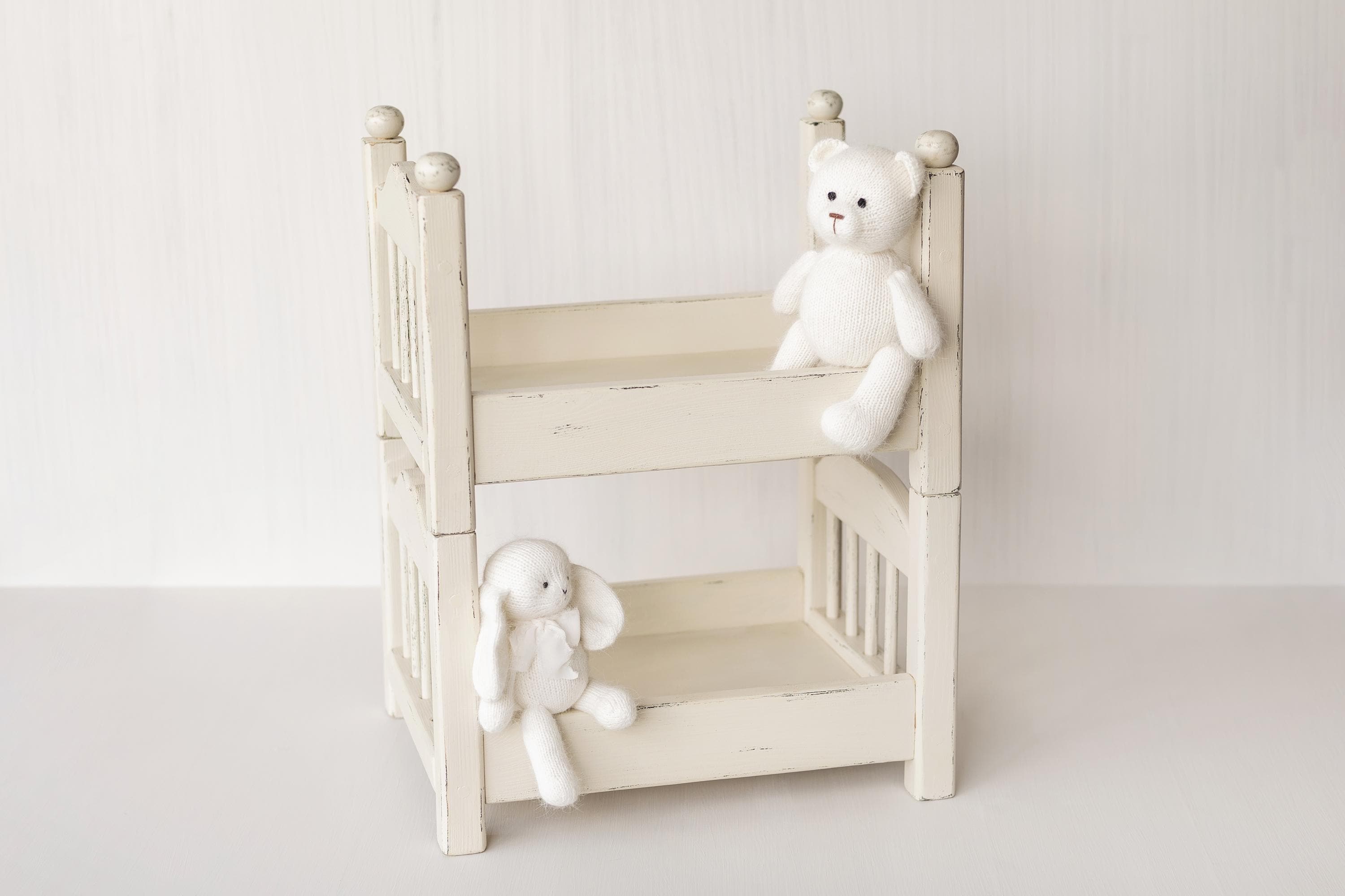 2-in-1 Stackable Newborn Bunk Bed for Twin Photography, Wooden Baby Bed Photo Prop, Newborn Photography Furniture, Twin Newborn Props