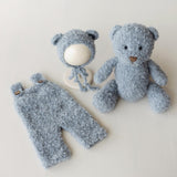 Boucle Baby Overall with Matching Teddy Bear or Bunny Hat, Newborn Photography Prop, Newborn Knitted Teddy Bear Outfit, Newborn Bunny Outfit
