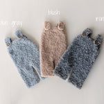 Boucle Baby Overall with Matching Teddy Bear or Bunny Hat, Newborn Photography Prop, Newborn Knitted Teddy Bear Outfit, Newborn Bunny Outfit