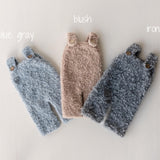Boucle Baby Overall with Matching Teddy Bear or Bunny Hat, Newborn Photography Prop, Newborn Knitted Teddy Bear Outfit, Newborn Bunny Outfit