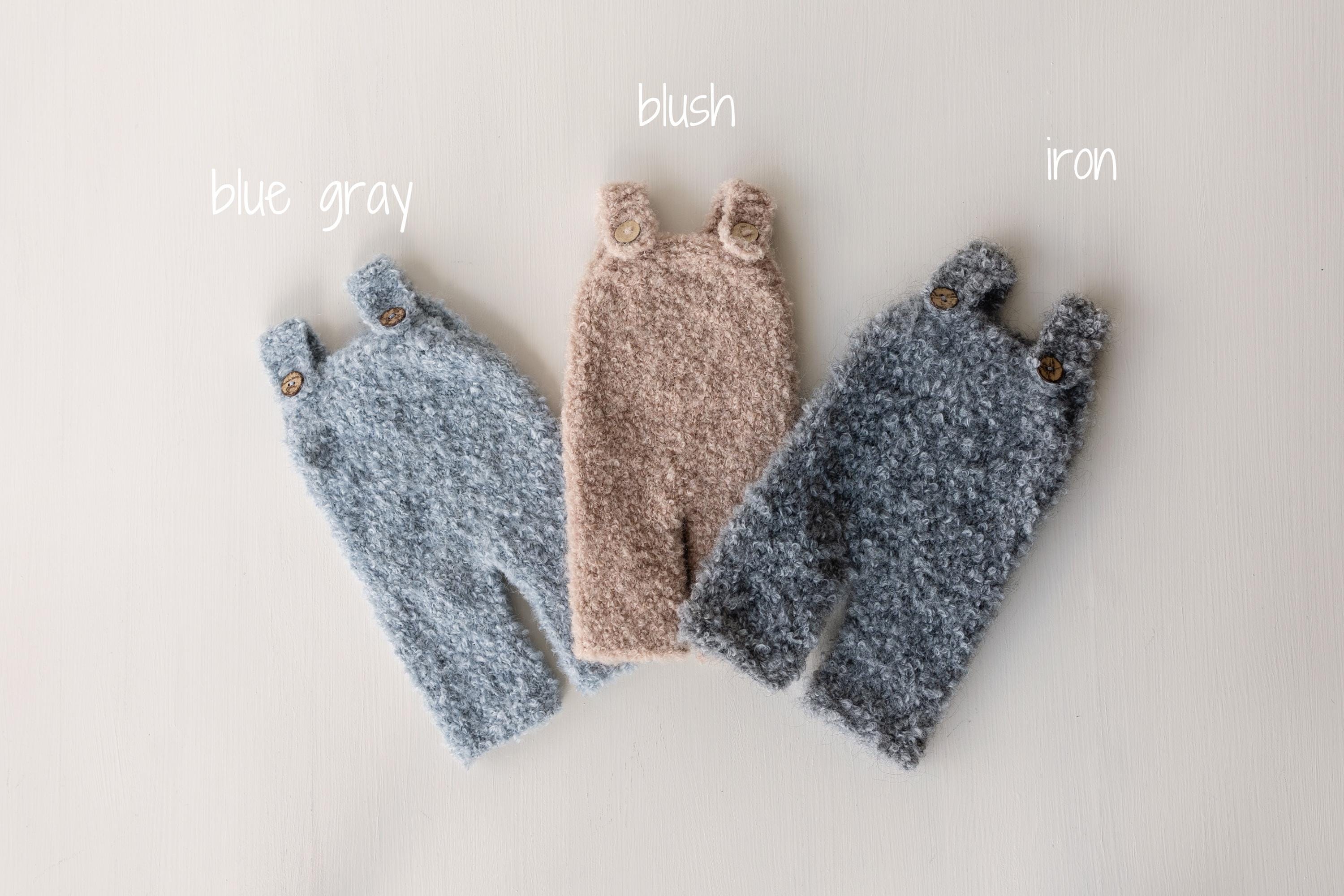 Boucle Baby Overall with Matching Teddy Bear or Bunny Hat, Newborn Photography Prop, Newborn Knitted Teddy Bear Outfit, Newborn Bunny Outfit