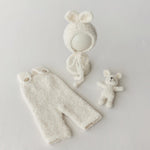 Mini Boucle Teddy Bear and Bunny Toy, Newborn Photography Prop, Knitted Teddy Bear, Newborn Bear and Rabbit Toy, Baby Photo Props