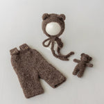 Mini Boucle Teddy Bear and Bunny Toy, Newborn Photography Prop, Knitted Teddy Bear, Newborn Bear and Rabbit Toy, Baby Photo Props