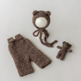 Mini Boucle Teddy Bear and Bunny Toy, Newborn Photography Prop, Knitted Teddy Bear, Newborn Bear and Rabbit Toy, Baby Photo Props