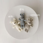 Mini Boucle Teddy Bear and Bunny Toy, Newborn Photography Prop, Knitted Teddy Bear, Newborn Bear and Rabbit Toy, Baby Photo Props