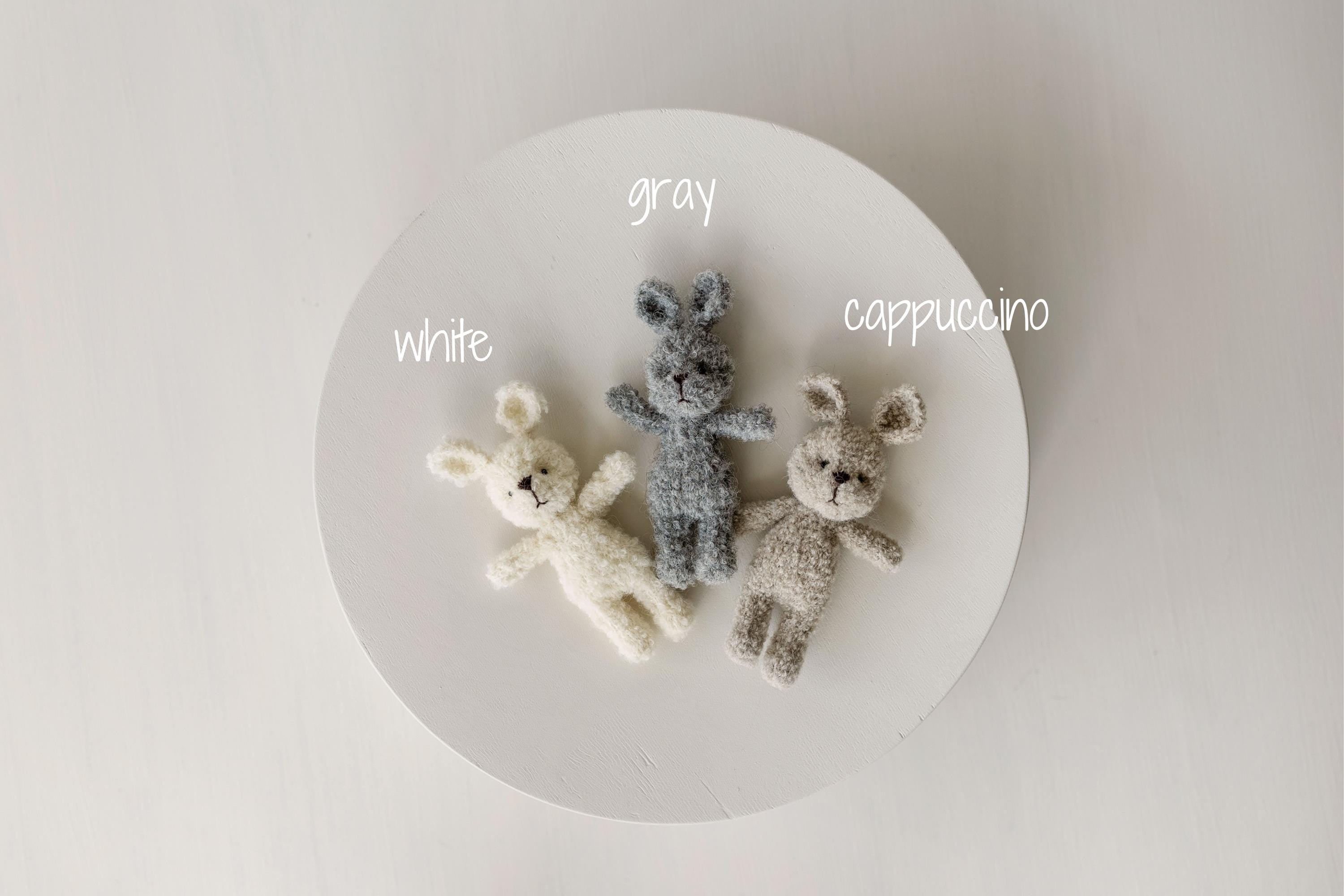 Mini Boucle Teddy Bear and Bunny Toy, Newborn Photography Prop, Knitted Teddy Bear, Newborn Bear and Rabbit Toy, Baby Photo Props