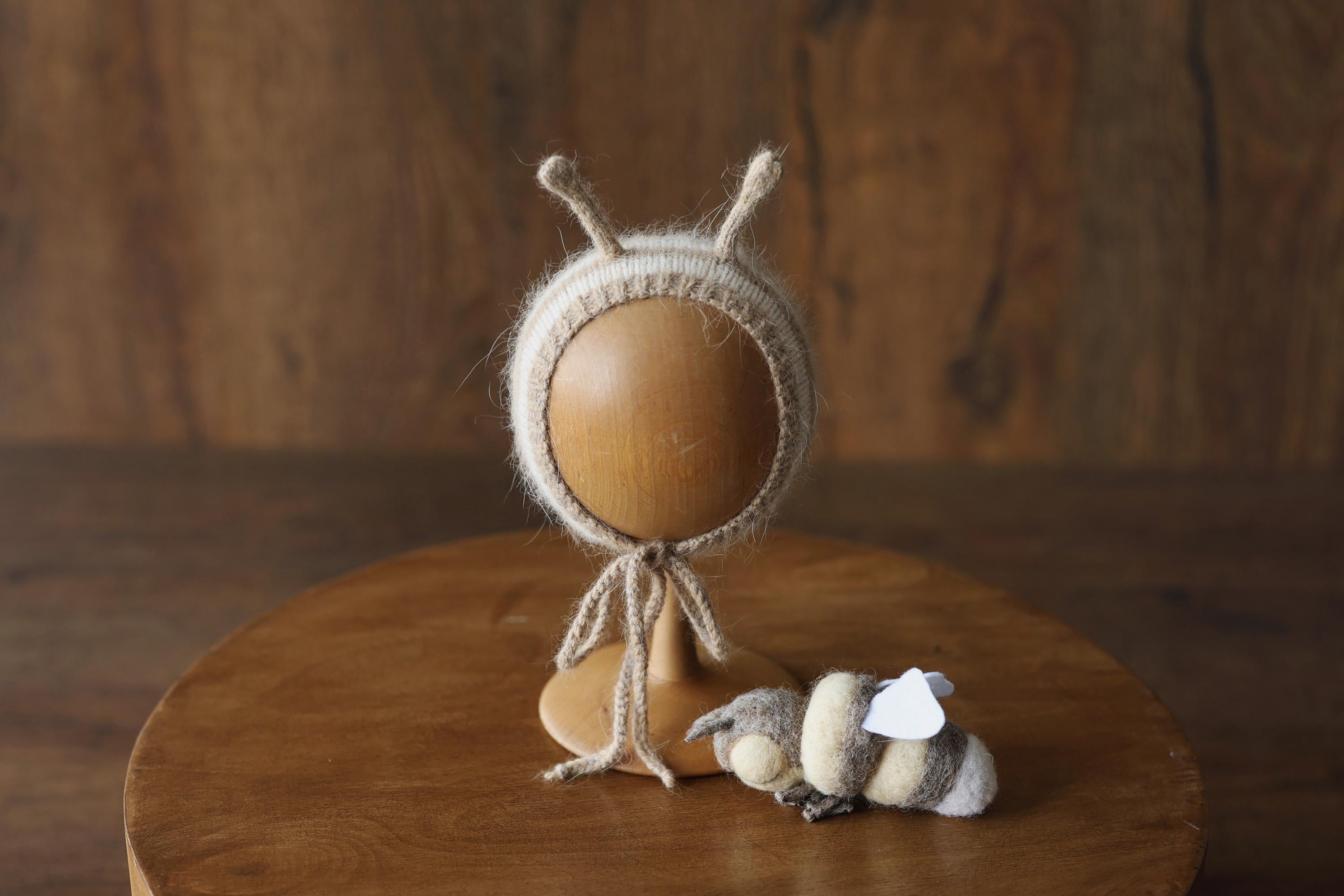 Newborn Honey Bee Costume, Striped Footed Romper with Bee Bonnet, Wings & Toy, Newborn Photography Outfit, Baby Halloween Bumblebee Outfit