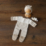Newborn Honey Bee Costume, Striped Footed Romper with Bee Bonnet, Wings & Toy, Newborn Photography Outfit, Baby Halloween Bumblebee Outfit