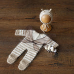 Newborn Honey Bee Costume, Striped Footed Romper with Bee Bonnet, Wings & Toy, Newborn Photography Outfit, Baby Halloween Bumblebee Outfit