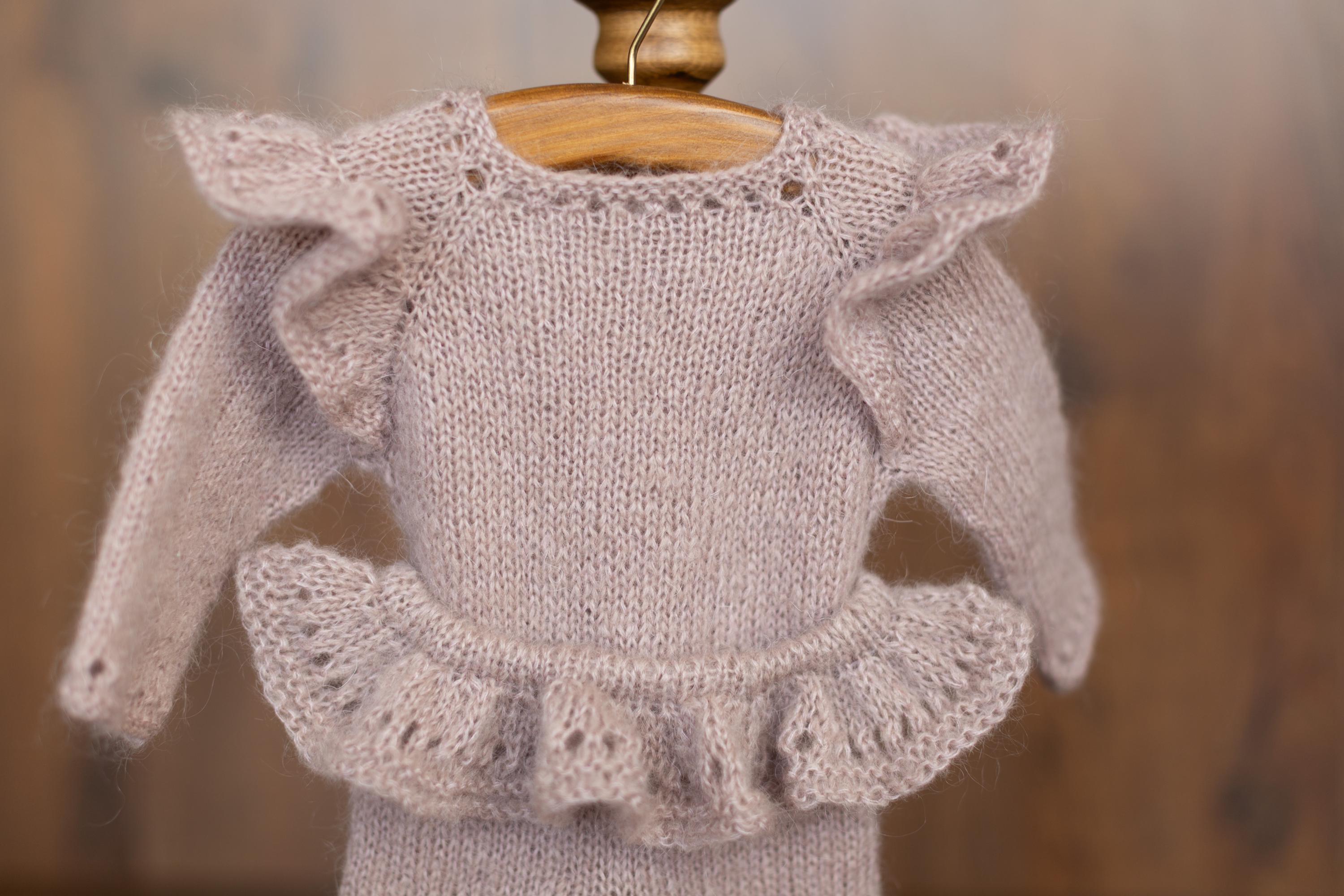 Soft Mohair Newborn Girl Knit Footed Romper with Skirt and Bonnet Photo Prop Set, Newborn Photography Outfit, Baby Girl Coming Home Outfit
