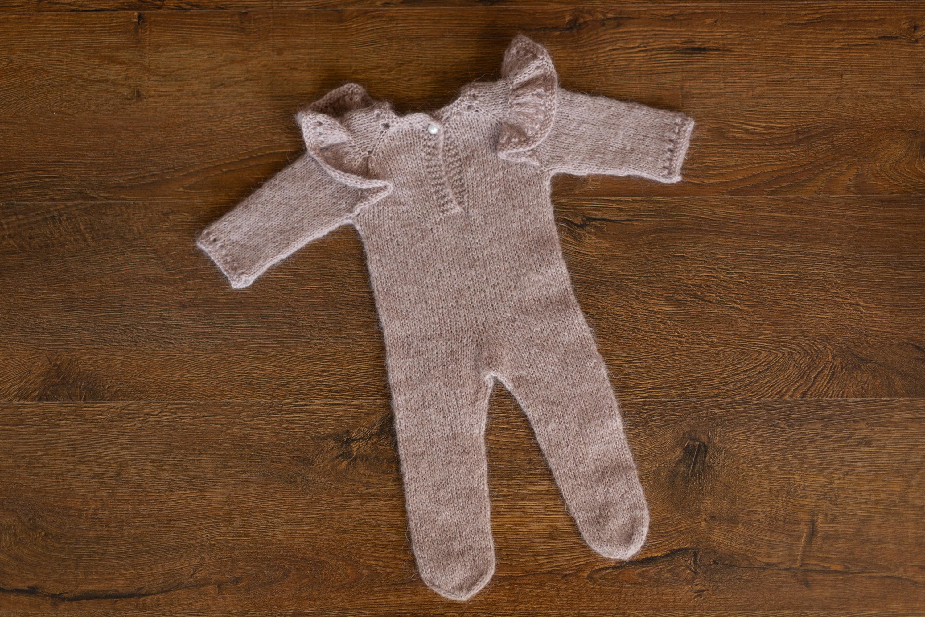 Soft Mohair Newborn Girl Knit Footed Romper with Skirt and Bonnet Photo Prop Set, Newborn Photography Outfit, Baby Girl Coming Home Outfit