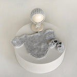 Angora Wool Newborn Girl Knit Romper with Voluminous Ruffle Sleeves, Bonnet and Booties Photography Set, Newborn Knitted Outfit Photo Prop