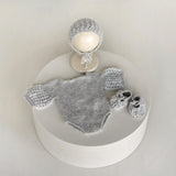 Angora Wool Newborn Girl Knit Romper with Voluminous Ruffle Sleeves, Bonnet and Booties Photography Set, Newborn Knitted Outfit Photo Prop