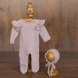 Soft Mohair Newborn Girl Knit Footed Romper with Skirt and Bonnet Photo Prop Set, Newborn Photography Outfit, Baby Girl Coming Home Outfit