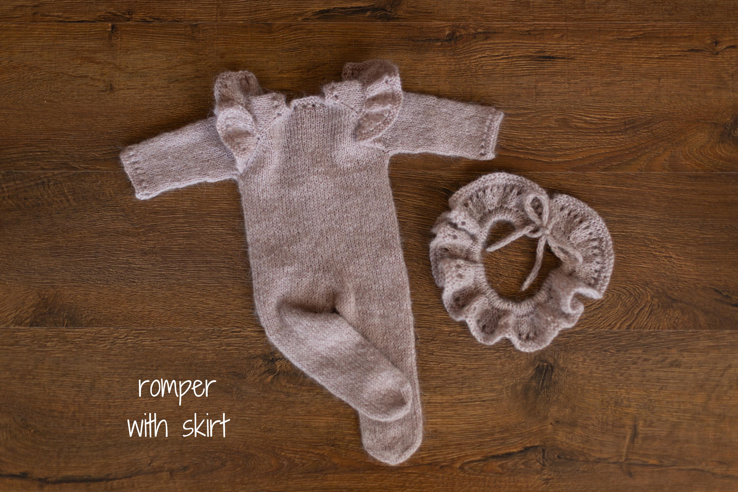 Soft Mohair Newborn Girl Knit Footed Romper with Skirt and Bonnet Photo Prop Set, Newborn Photography Outfit, Baby Girl Coming Home Outfit