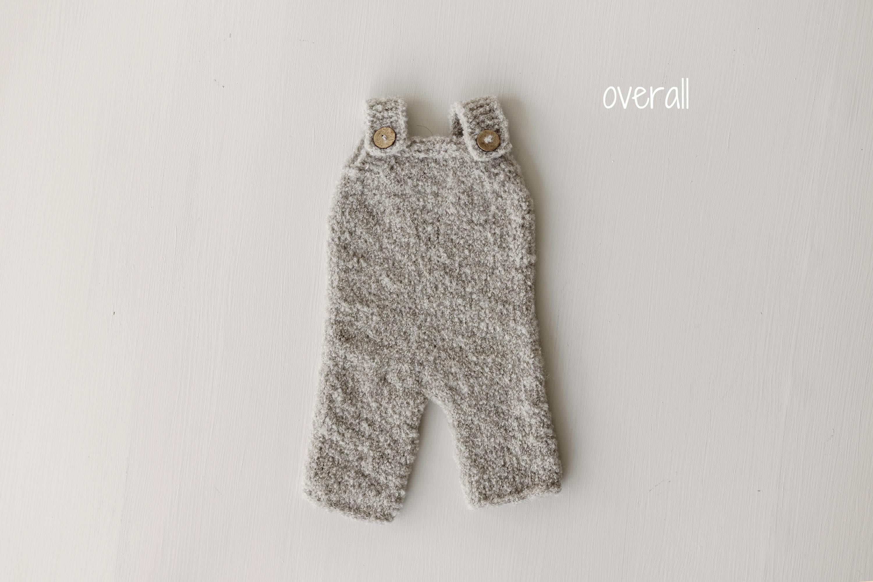 Greige Boucle Newborn Photography Props Collection, Newborn Teddy Bear & Bunny Outfit, Knitted Overall, Romper, Bear Hat and Bunny Toy