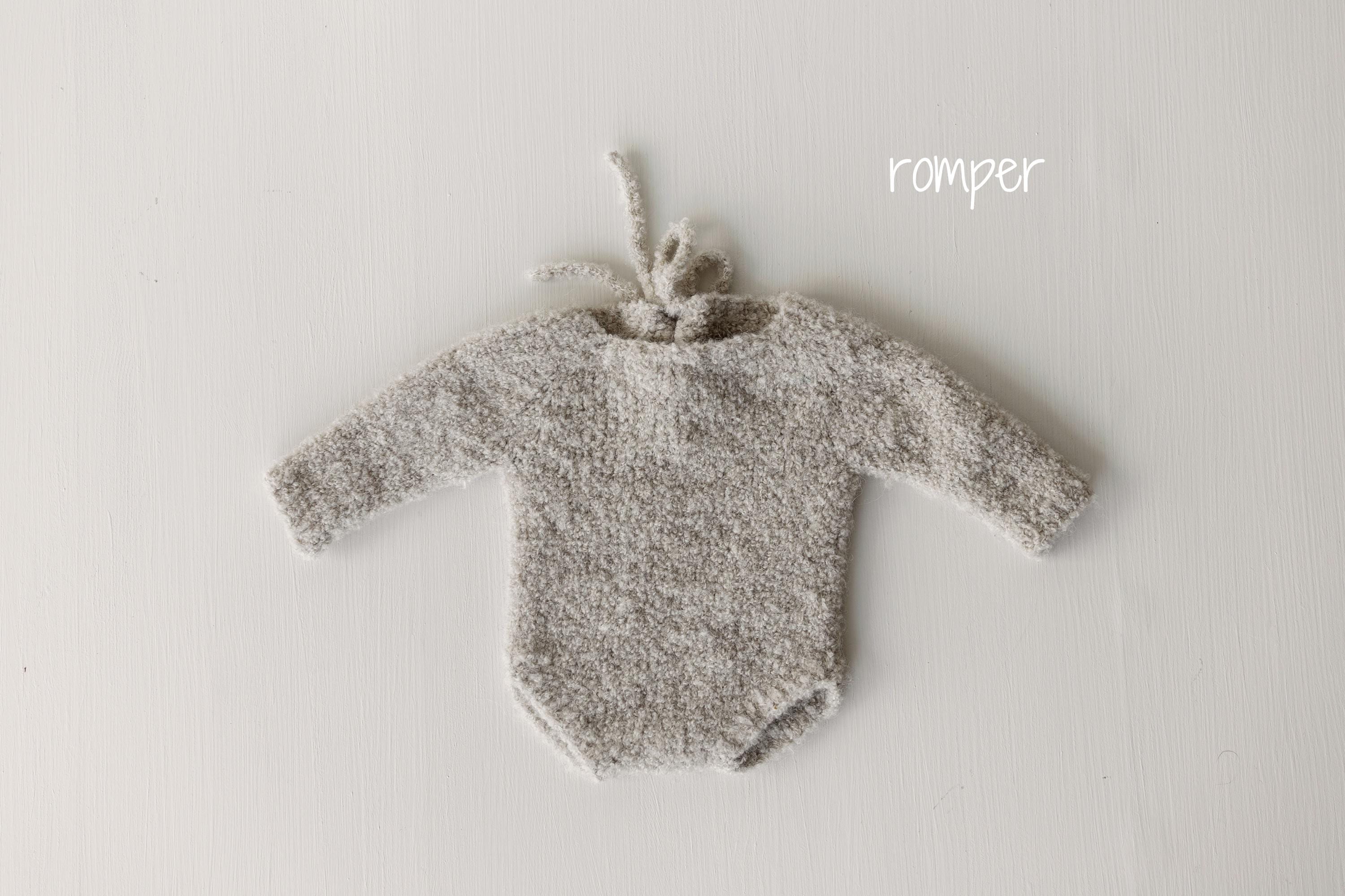 Greige Boucle Newborn Photography Props Collection, Newborn Teddy Bear & Bunny Outfit, Knitted Overall, Romper, Bear Hat and Bunny Toy