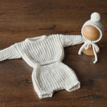 Soft Mohair Newborn Sweater and Knit Outfit Set, Unisex Baby Sweater with Bloomers and Bonnet, Newborn Photography Outfit