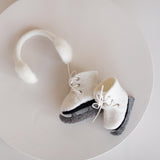 Felted Wool Ice Skates and Earmuffs for Newborn Photography Props, Winter Baby Photoshoot Accessories, Christmas Newborn Photo Outfit
