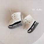 Felted Wool Ice Skates and Earmuffs for Newborn Photography Props, Winter Baby Photoshoot Accessories, Christmas Newborn Photo Outfit