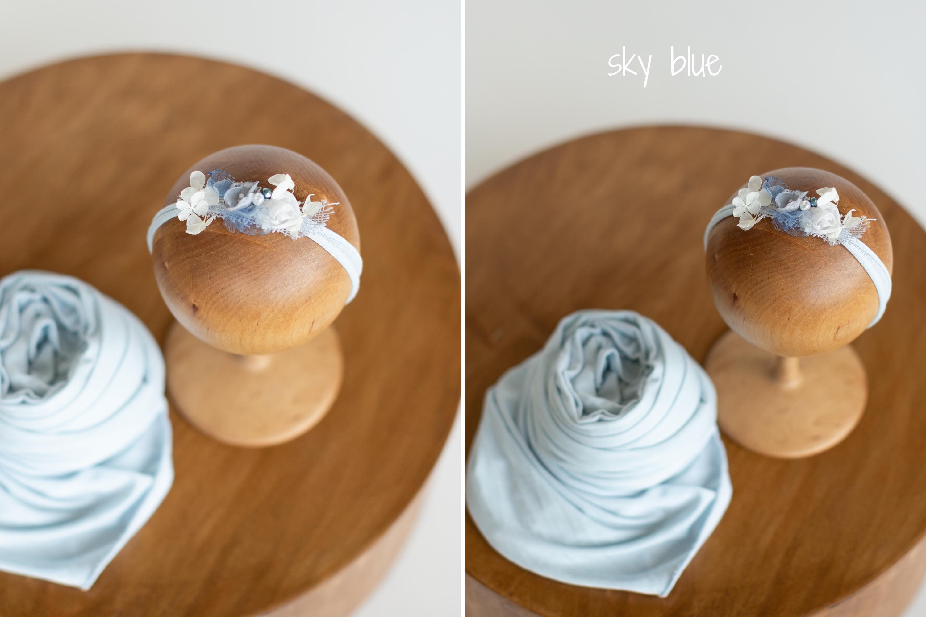 Newborn Floral Headbands for Photography, Matching Super Stretch Posing Fabric Wrap Collection, Baby Girl Flower Tiebacks Newborn Props