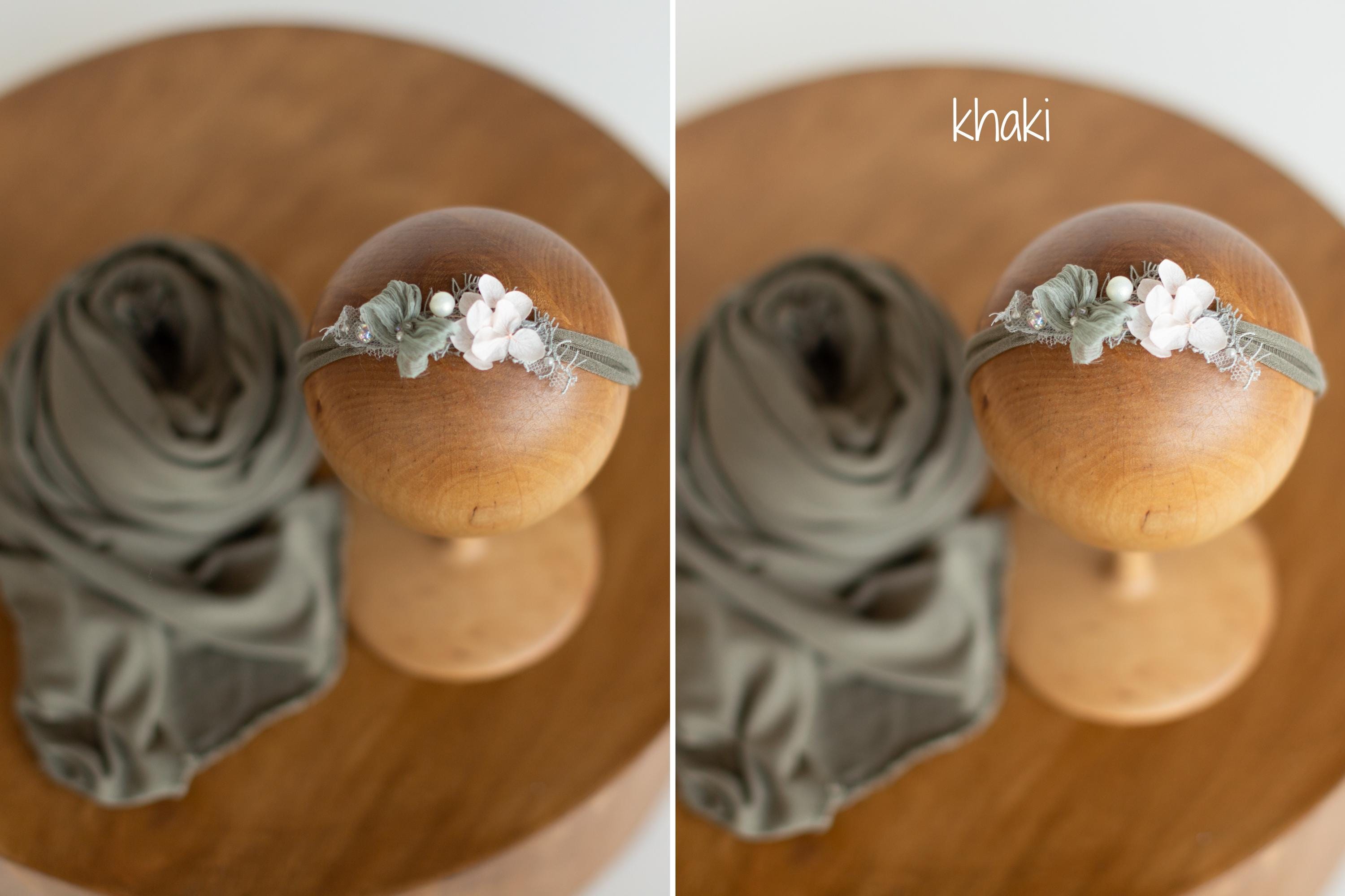 Newborn Floral Headbands for Photography, Matching Super Stretch Posing Fabric Wrap Collection, Baby Girl Flower Tiebacks Newborn Props