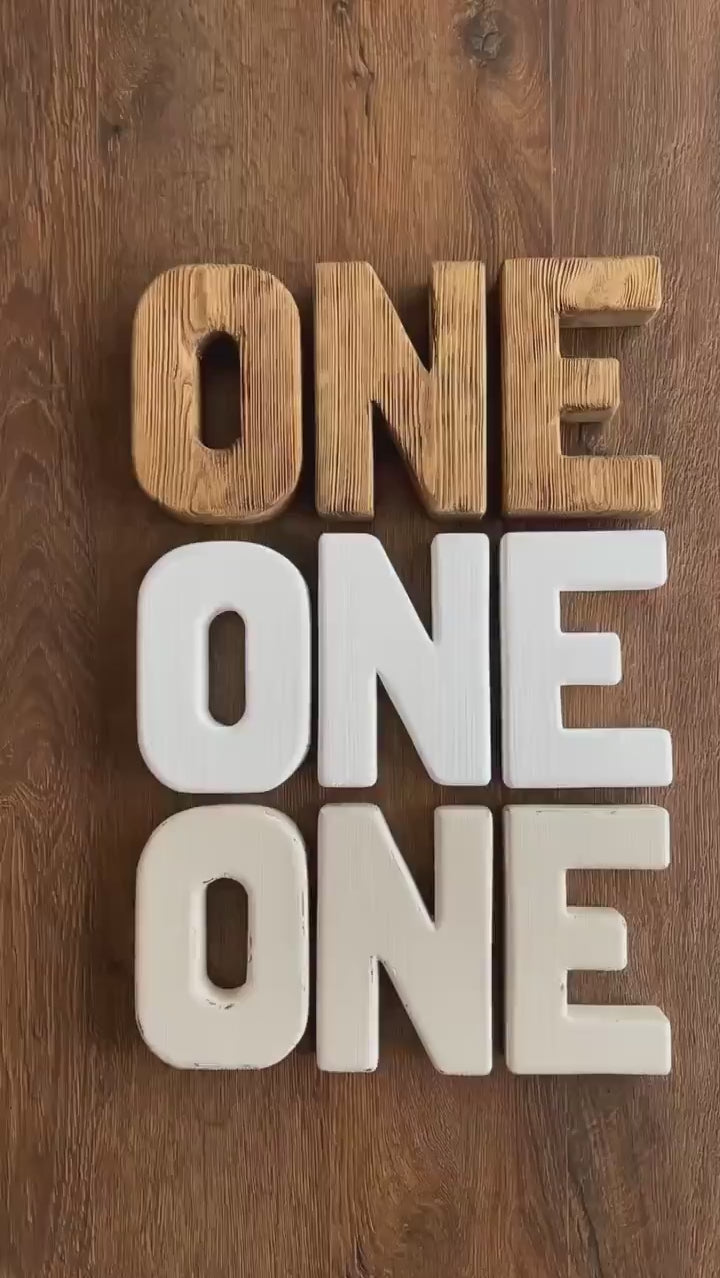 Wooden ONE Sign for First Birthday Decor, 1st Birthday One Sign Party Decor for Baby Toddler Birthday, ONE Photo Prop Personalized Wood Sign