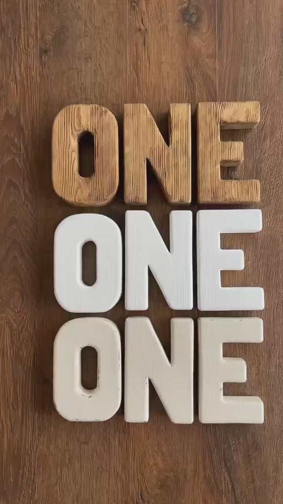 Wooden ONE Sign for First Birthday Decor, 1st Birthday One Sign Party Decor for Baby Toddler Birthday, ONE Photo Prop Personalized Wood Sign