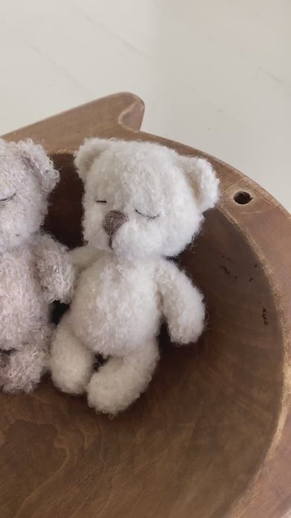 Boucle Stuffed Toy Bear for Baby Shower Gift or Newborn Gift, Newborn Knitted Teddy Bear, Baby Bear Crochet Toy, Newborn Photography Props