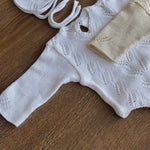 Natural Newborn Crochet Romper and Bonnet Set, Newborn Knitted Outfit, Newborn Photography props set, Crochet Coming Home Outfit for Girl