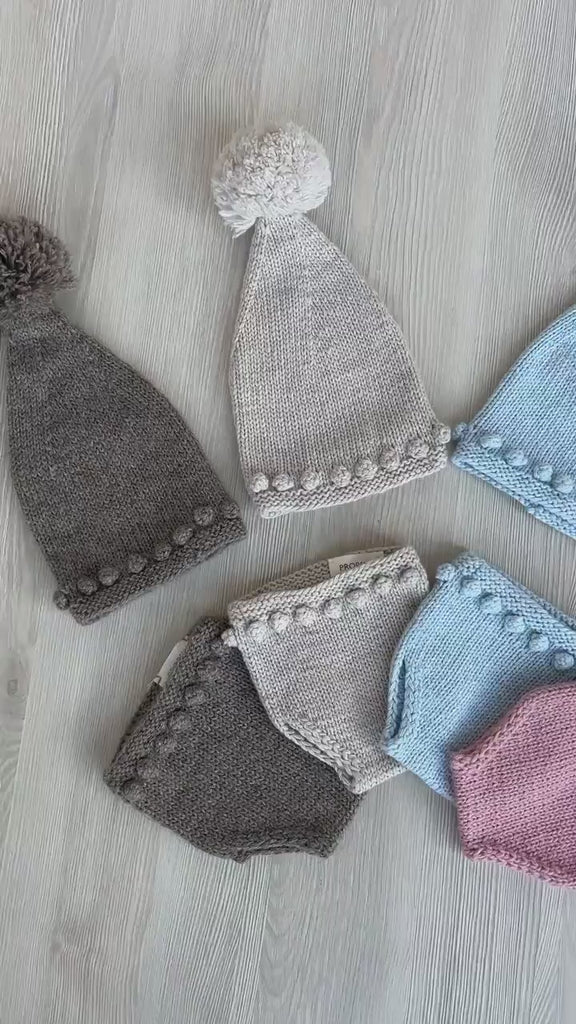 Newborn Knit Sleep Hat with Pants, Newborn Knitted Outfit, Newborn photography props, Coming Home Outfit Baby, Unisex Baby Knitted Outfit