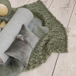 Moss Green Newborn Photography Props, Newborn Knitted Bonnet and Wool Blanket, Newborn Posing Pillow, Newborn Posing Fabric Backdrop Beanbag