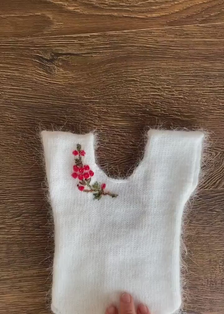 Newborn Knitted Romper for Girl with Bonnet & Wrap, Newborn Christmas Outfit Girl, Newborn Photography Props, Newborn Photo Props Set