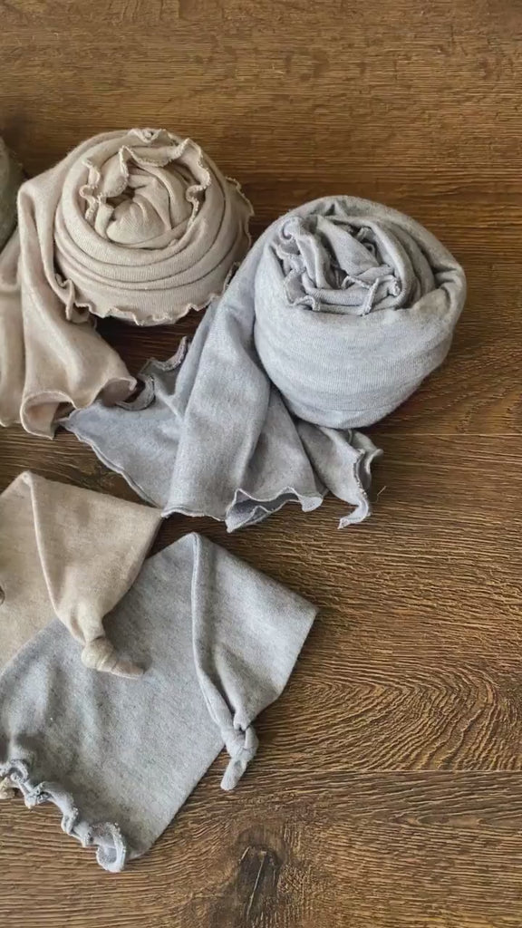 Newborn Photo Wrap with Newborn Sleep Hat and Bonnet, Newborn Stretch Wrap for Photography, Newborn photography props, Newborn Posing Fabric