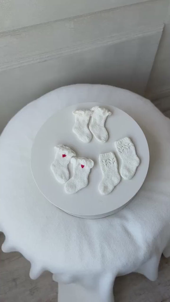 Angora Wool Baby Stockings – Knit Socks for Newborn Girls in Different Designs