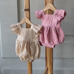 Baby Girl Linen Romper, Baby Linen Outfit for Girl, Girl Linen Boho Dress, Newborn Girl Coming Home outfit, Newborn Photography Outfit Girl