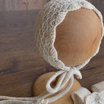 Natural Newborn Crochet Romper and Bonnet Set, Newborn Knitted Outfit, Newborn Knitted Blanket, Newborn Photography props, Baby Girl Romper