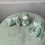 Green Newborn Props for photography, Newborn Knitted Wrap, Newborn Posing Fabric Backdrop, Newborn Fabric Wrap and Beanbag Backdrop Props