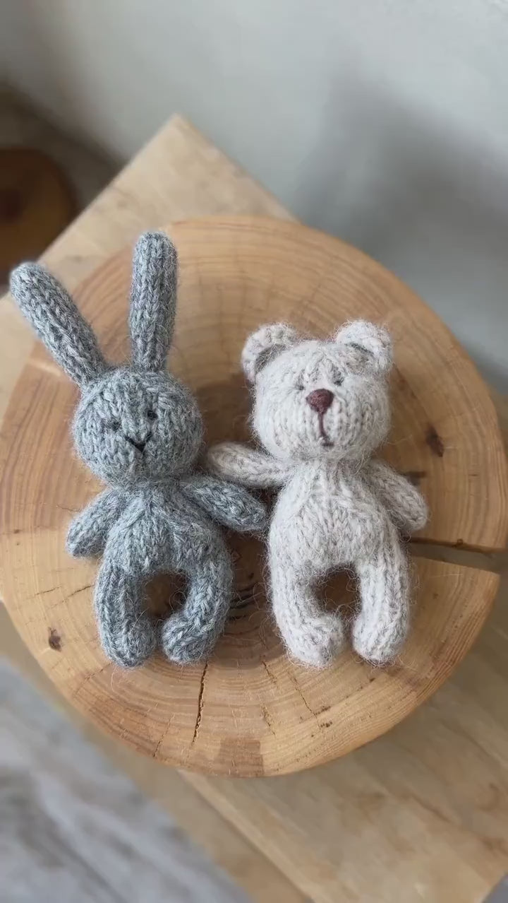 Newborn Knitted Teddy Bear Photography Props, Newborn Bunny Photo Toy, Baby Crochet Bear Toy, Newborn Photography Prop, Babyshower gift toy