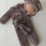 Newborn Bear Outfit, Newborn Teddy Bear Toy, Newborn Christmas Outfit, Knitted Newborn Teddy Bear Outfit Boy, Newborn Photography Props Set