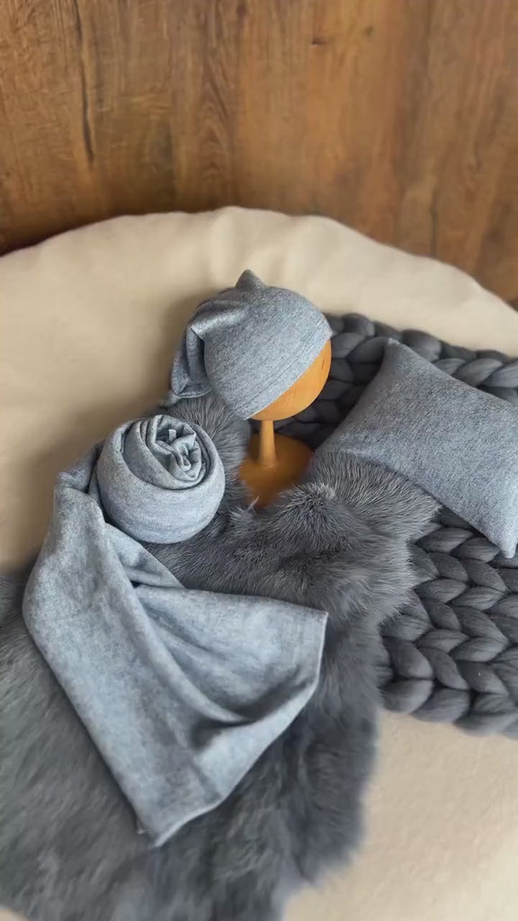 Blue Newborn Photography Props, Newborn Merino Wool Blanket, Newborn Posing Fabric, Newborn Posing Pillow, Newborn Photography Props