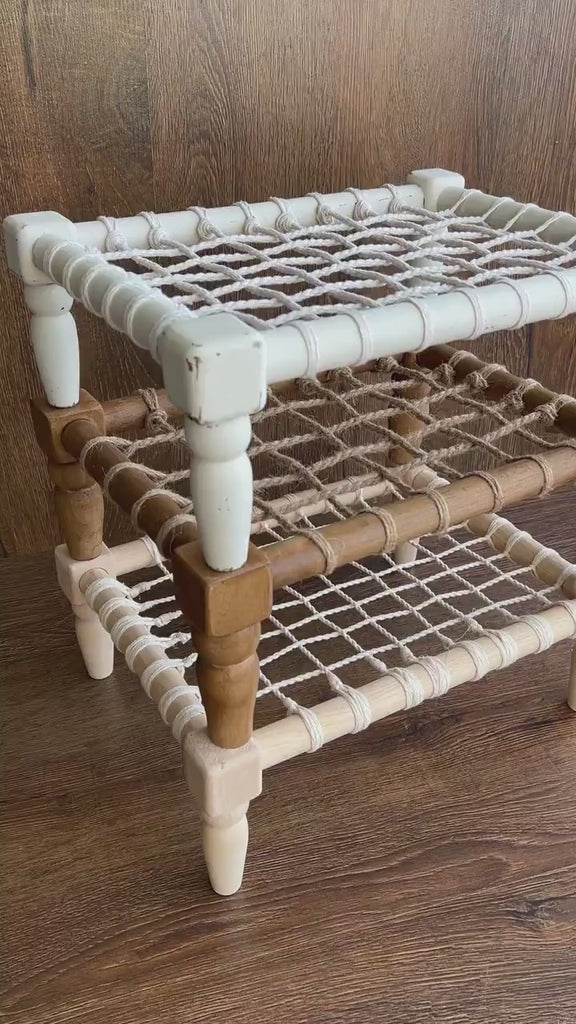 Newborn Photography Bed with Rope, Newborn Wooden Chair Photo Props, Newborn Rustic Bed, Newborn Photography props, Newborn Rope Bed Wood