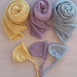 Newborn Bonnet and Wrap, Newborn Wraps for Photography Props, Newborn Boucle Blanket, Newborn Photo Outfit, Newborn Props for Photography