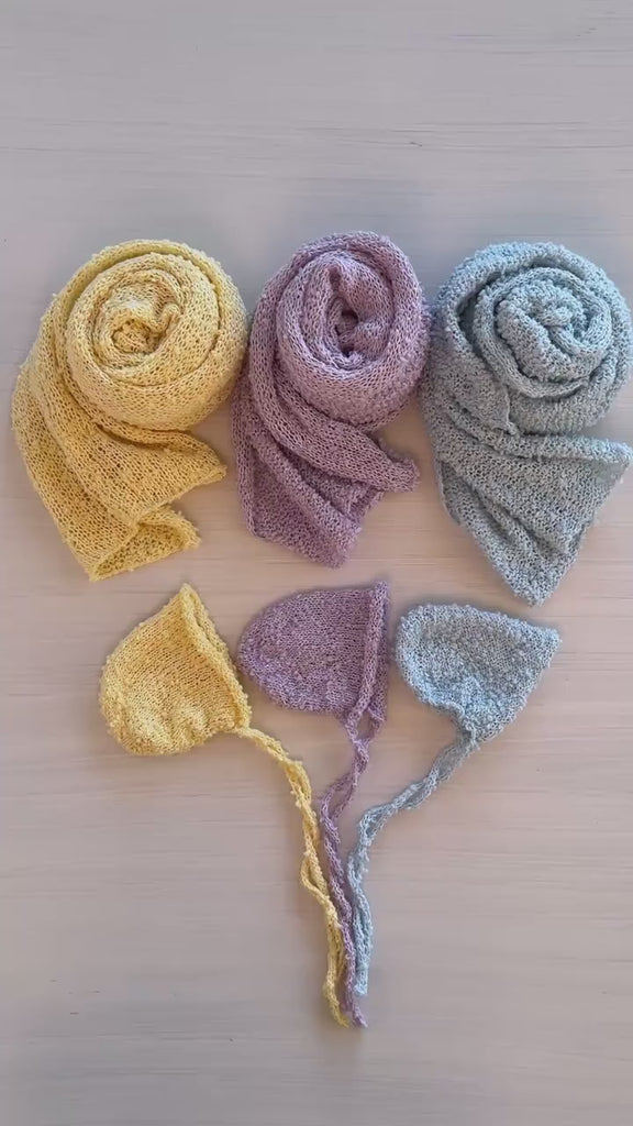 Newborn Bonnet and Wrap, Newborn Wraps for Photography Props, Newborn Boucle Blanket, Newborn Photo Outfit, Newborn Props for Photography