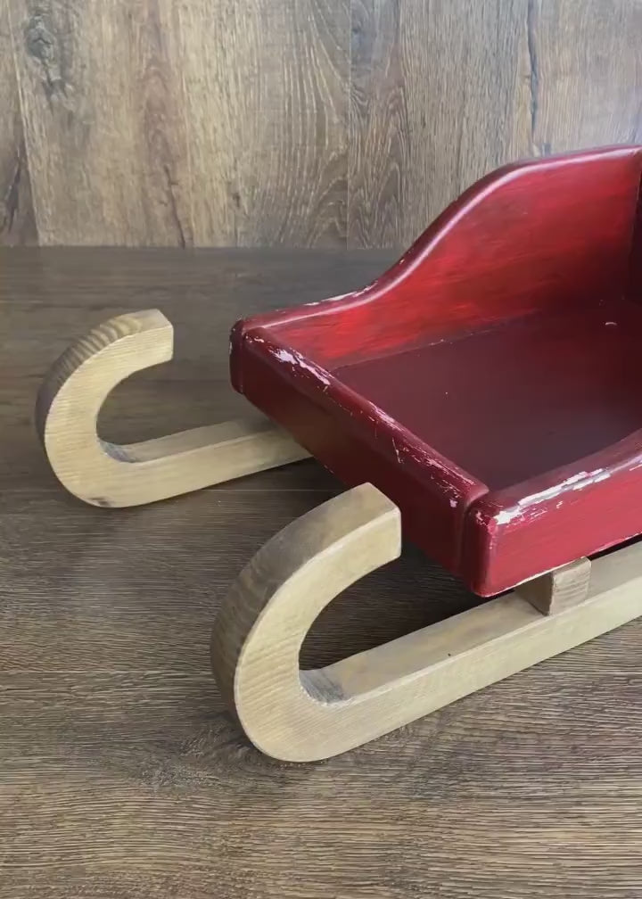 Rustic Wooden Baby Sleigh – Christmas Photo Prop for Newborn Photography, Christmas Newborn Wooden Sled, Christmas Newborn Photo Props