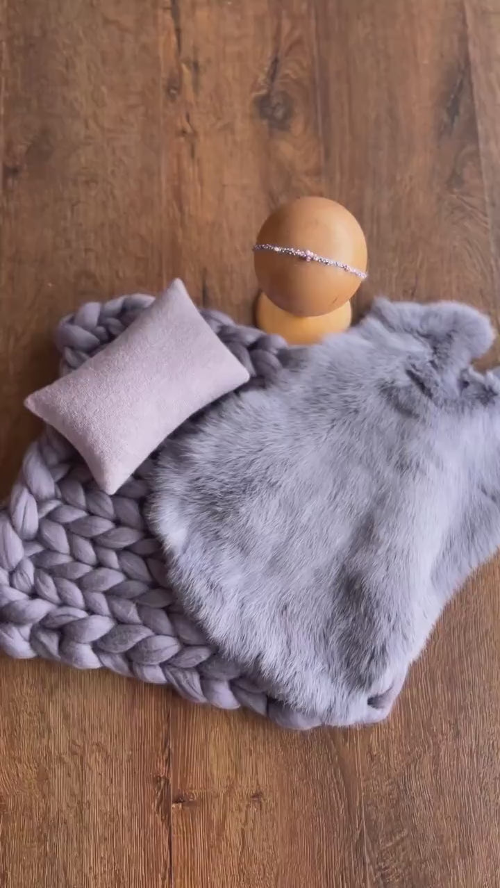 Graphite Newborn Photography Props, Newborn Merino Wool Blanket, Newborn Posing Fabric, Newborn Posing Pillow Prop, Newborn Photo Pillow