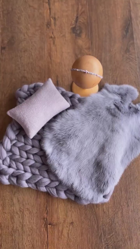 Graphite Newborn Photography Props, Newborn Merino Wool Blanket, Newborn Posing Fabric, Newborn Posing Pillow Prop, Newborn Photo Pillow